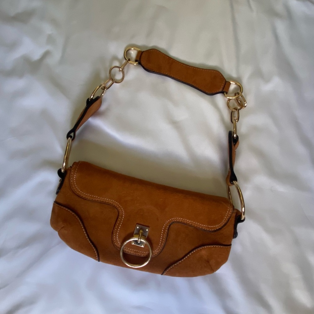 90s TRENDY FAUX SUEDE SHOULDER BAG